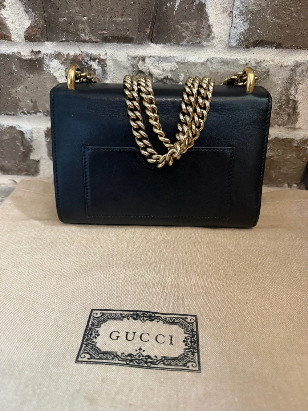 Black Leather Gucci Padloc